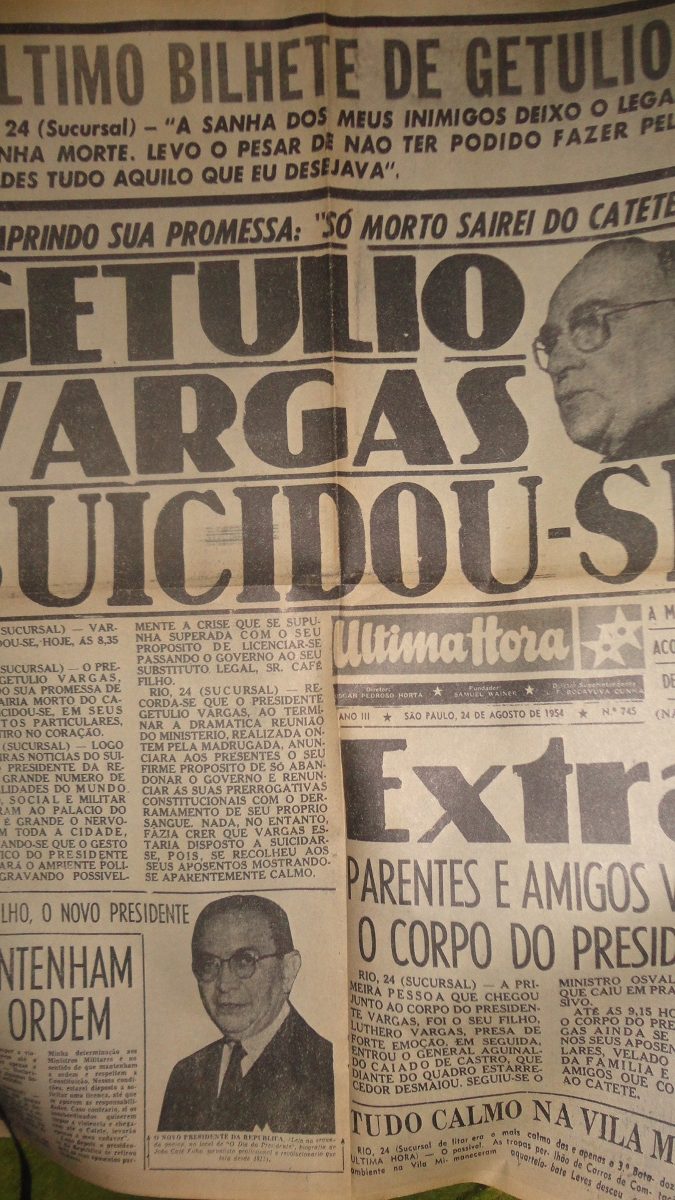 Jornal Antigo Suicidio De Getúlio Vargas - R$ 144,00 em 