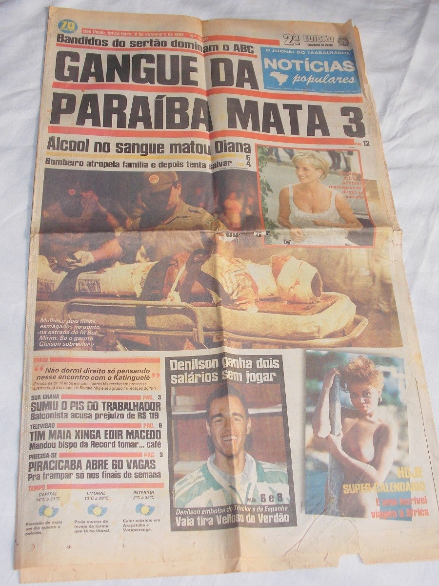 Jornal Notícias Populares 2 Setembro 97 Diana Só 1º 