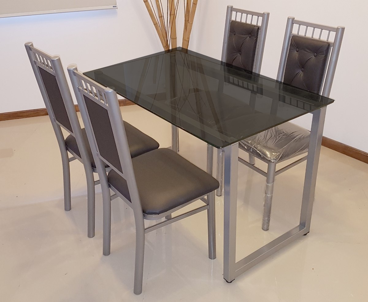 Juego Comedor 4 Sillas Mas Mesa Vidrio 1,20 X 0,70 M Moderno ... Juego Comedor 4 Sillas Mas Mesa Vidrio 1,20 X 0,70 M Moderno ...