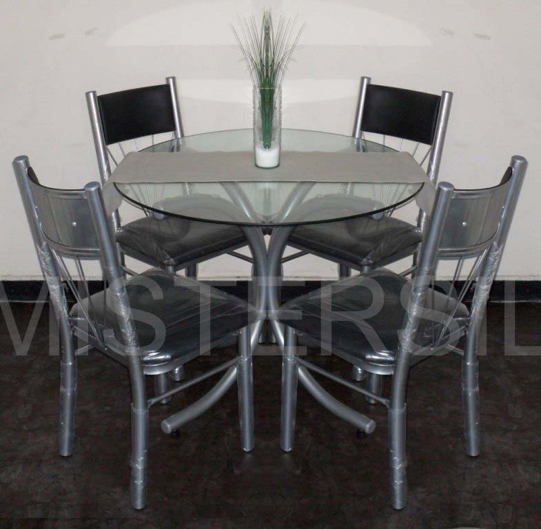 Juego comedor 4 sillas mega forte mesa vidrio redonda 1m ... Mesas redondas con sillas