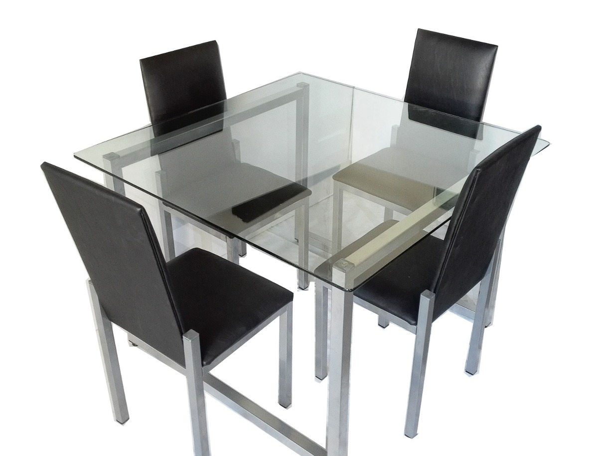 Juego Comedor 4 Sillas Mesa Vidrio Cuadrado 110x110 Moderno ... Juego Comedor 4 Sillas Mesa Vidrio Cuadrado 110x110 Moderno ...