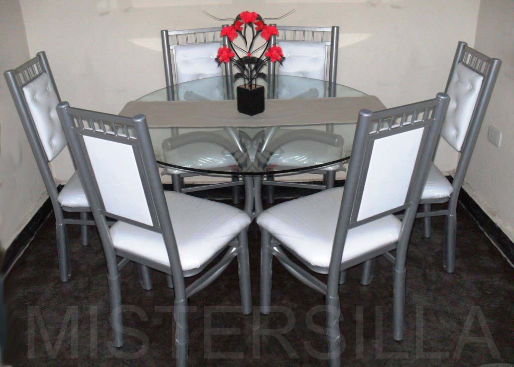 Juego comedor 6 imperiales mesa vidrio redonda 1.2m 9.000,00 ...