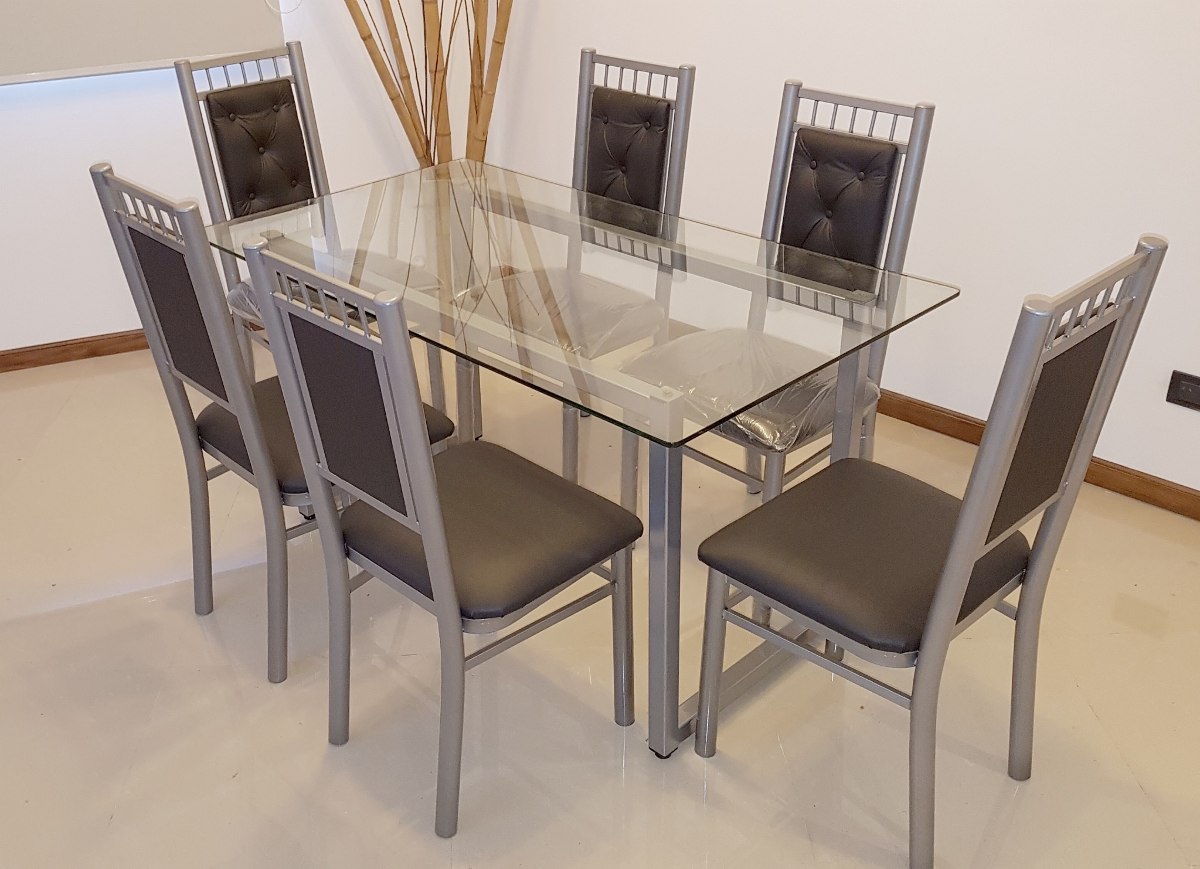Juego Comedor 6 Sillas Mas Mesa Vidrio 1,40 X 0,80 M Moderno ... Juego Comedor 6 Sillas Mas Mesa Vidrio 1,40 X 0,80 M Moderno ...
