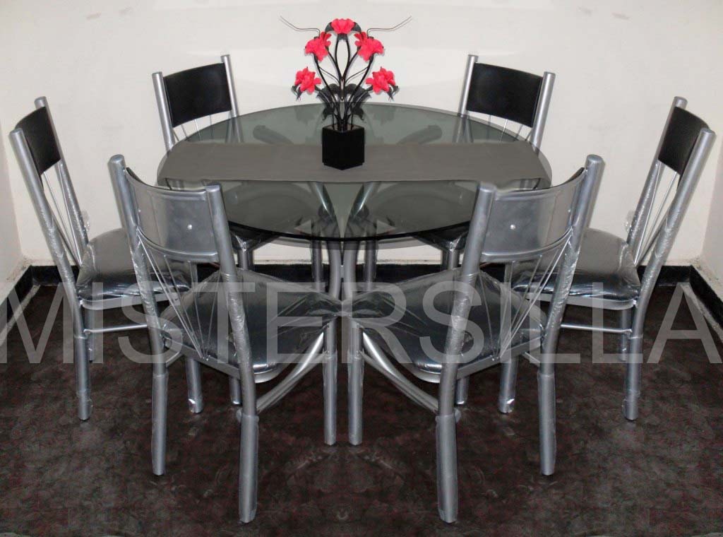 Juego comedor 6 sillas mega forte mesa vidrio redonda 1.2 ... Mesas redondas con sillas