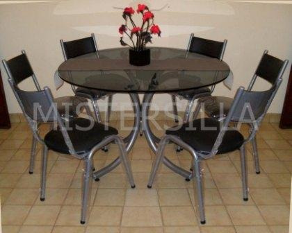 Juego comedor 6 sillas torre mesa de vidrio redonda 1.2m ... Muebles de comedor con la mesa de vidrio y sillas de colores