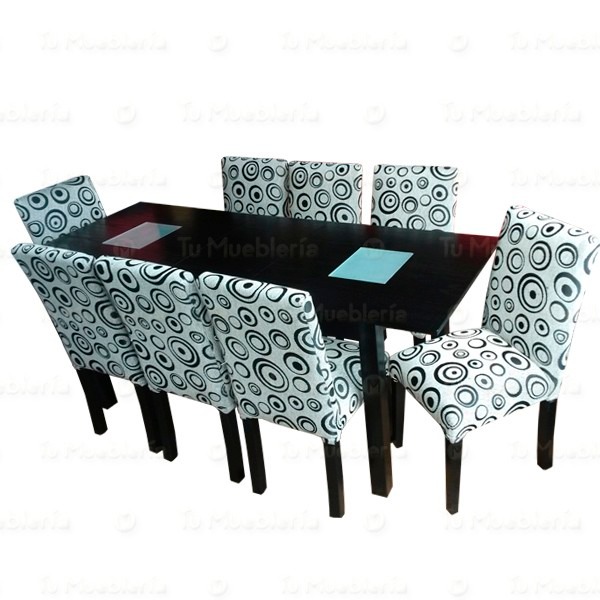 Juego comedor mesa 160 extensible a 200 8 sillas chenille ... Mesa comedor en maderade 8 sillas