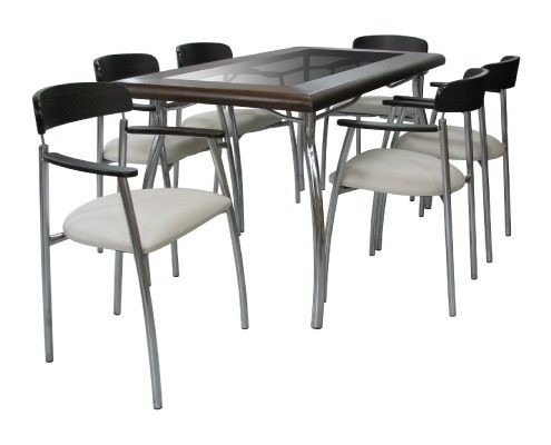 Juego comedor mesa vidrio 6 sillas cromadas ambar. jd012 ... Mesa de 90 y sillas comedor