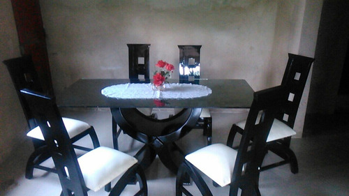 Juego de comedor moderno minimalista de vidrio 6 puestos bs ... Juegos de comedor modernos con base de madera y vidrio