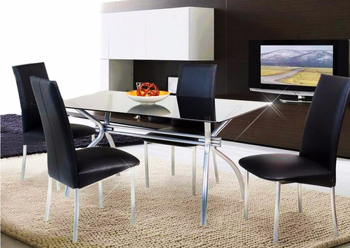 Juego de comedor vidrio 1.60x0.80 6 sillas tapizadas 7.990 ...