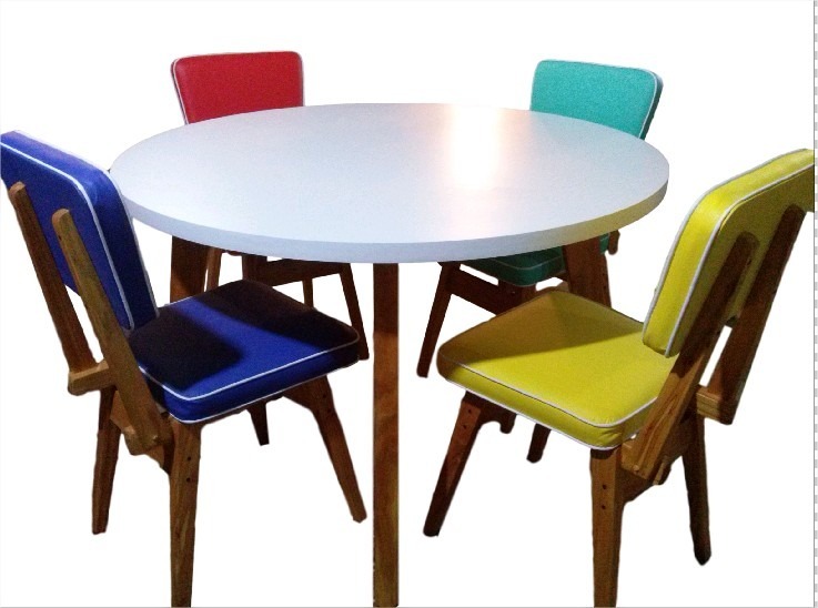 Juego Comedor Vintage Retro Escandinava Mesa Redonda Madera ... Juego Comedor Vintage Retro Escandinava Mesa Redonda Madera ...
