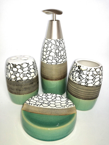 Juego De Baño De Cerámica Con 4 Piezas - $ 399.00 en Mercado Libre