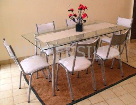 Juego de comedor 6 sillas torre mesa vidrio recta 140x80 ... Muebles de comedor con la mesa de vidrio y sillas de colores