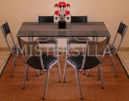 Juego de comedor 6 sillas torre mesa vidrio recta 140x80 ... Muebles de comedor con la mesa de vidrio y sillas de colores