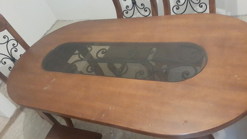 Juego de comedor de madera saman y hierro forjado 6 puestos bs ...