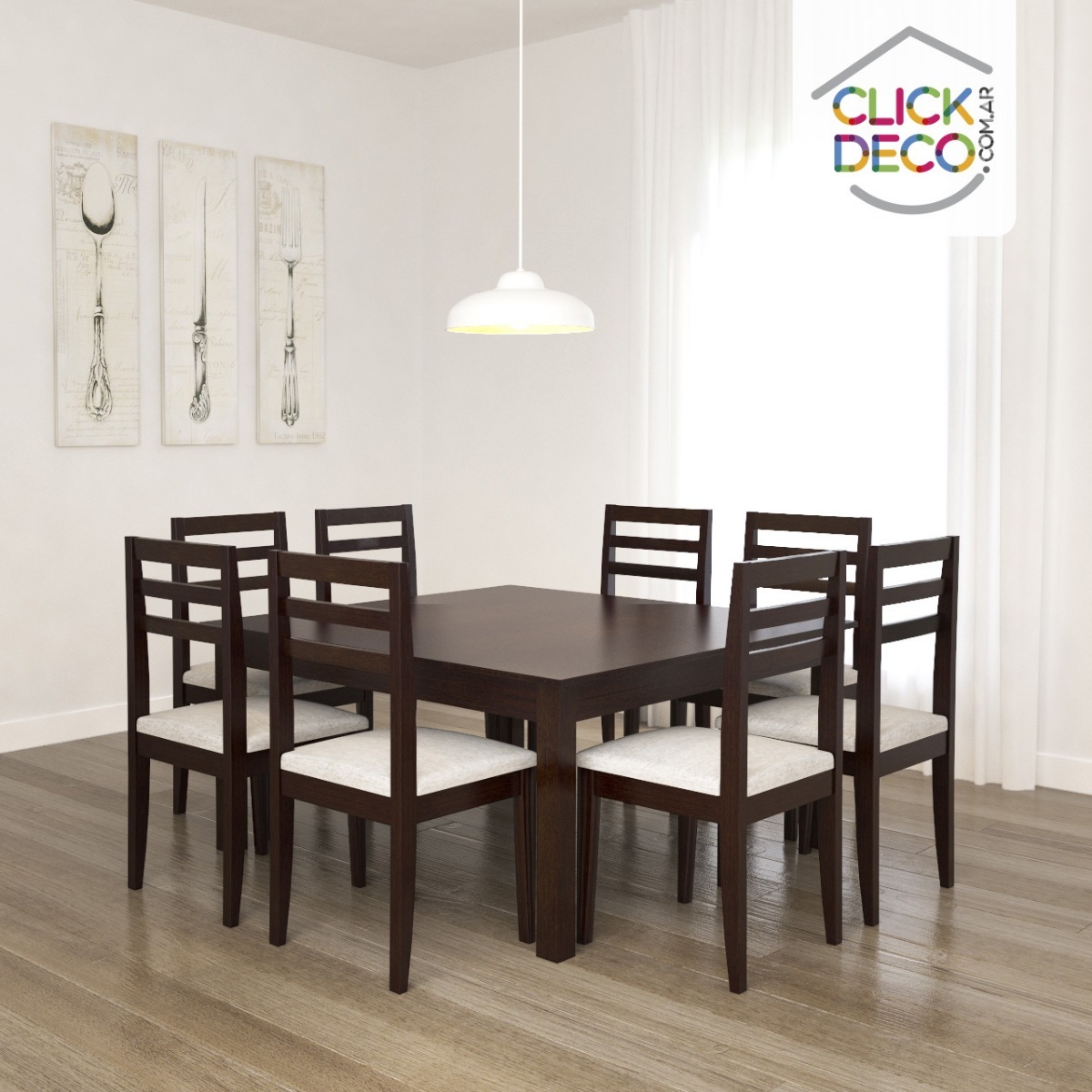 Juego De Comedor Mesa Cuadrada 140cm + 8 Sillas Madera Maciz ... Juego De Comedor Mesa Cuadrada 140cm + 8 Sillas Madera Maciz ...