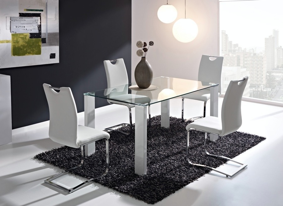 Juego de comedor mesa vidrio 4 sillas moncler moderna 13.760 ...