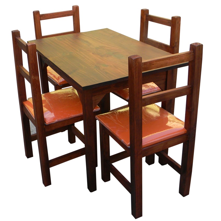 Juego de comedor pino mesa 4 sillas tapizadas ecocuero 2.680 ...