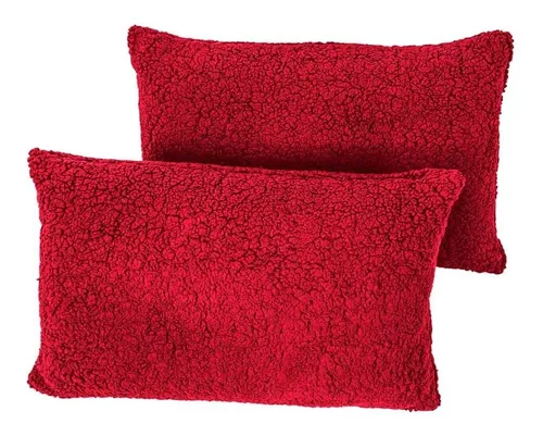 Juego De Dos Almohadas De Borrega Rojo 7820 Intimadc 20 M