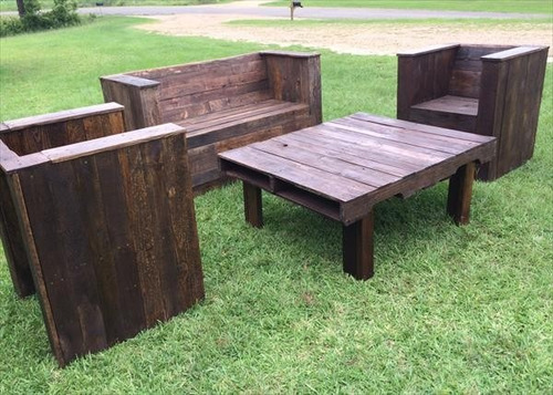 Juego de jardin rustico,sillones de madera,estilo palet 2.000 ...