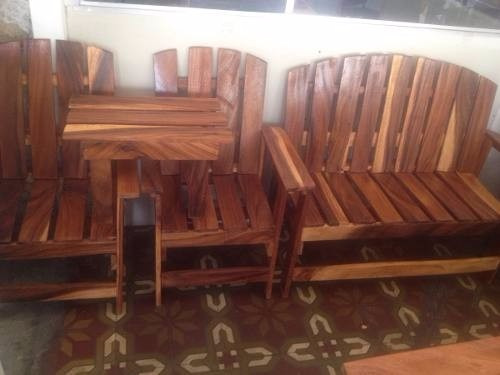 Juego de muebles sala porche rusticos madera sillas recibo bs ...