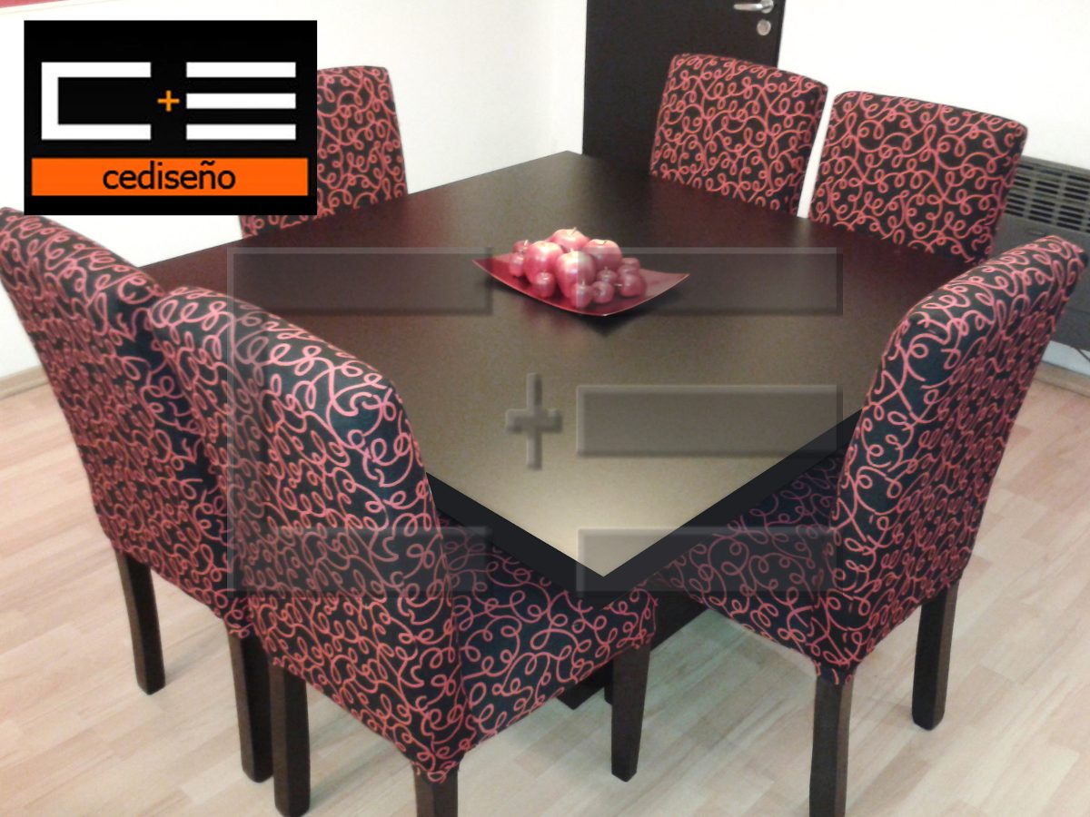 Juego Mesa Comedor Cuadrada Db 130x130 + 6 Sillas Chenille ... Juego Mesa Comedor Cuadrada Db 130x130 + 6 Sillas Chenille ...