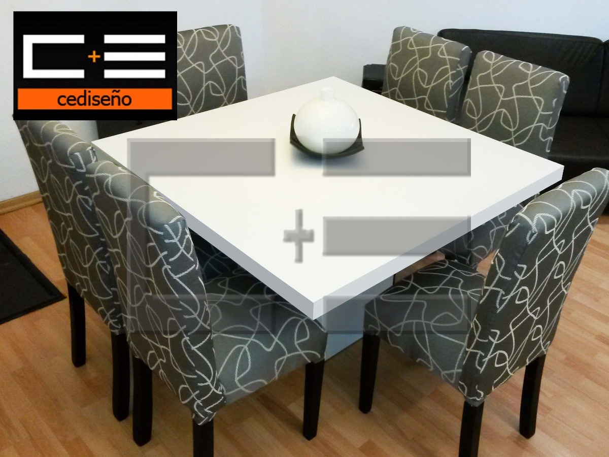 Juego Mesa Comedor Cuadrada Db 130x130 + 6 Sillas Chenille ... Juego Mesa Comedor Cuadrada Db 130x130 + 6 Sillas Chenille ...