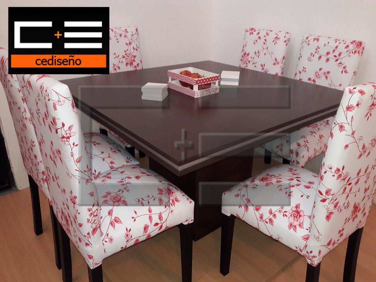 Juego Mesa Comedor Cuadrada Tr 130x130+6 Sillas Eco C/dibujo ... Juego Mesa Comedor Cuadrada Tr 130x130+6 Sillas Eco C/dibujo ...
