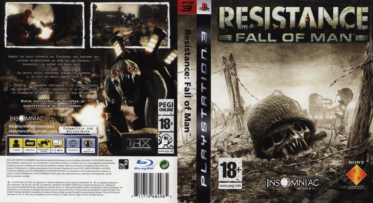 Portada y contraportada del juego Resistance: Fall of Man