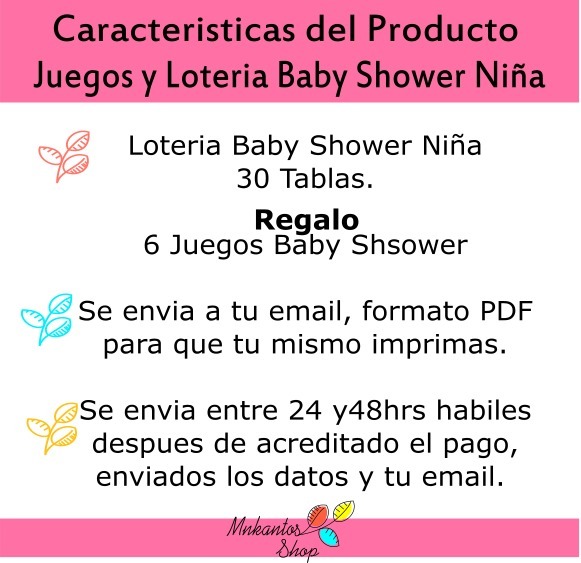 Juegos Baby Shower Y Loteria Baby Shower Nina Imprimible 85 00