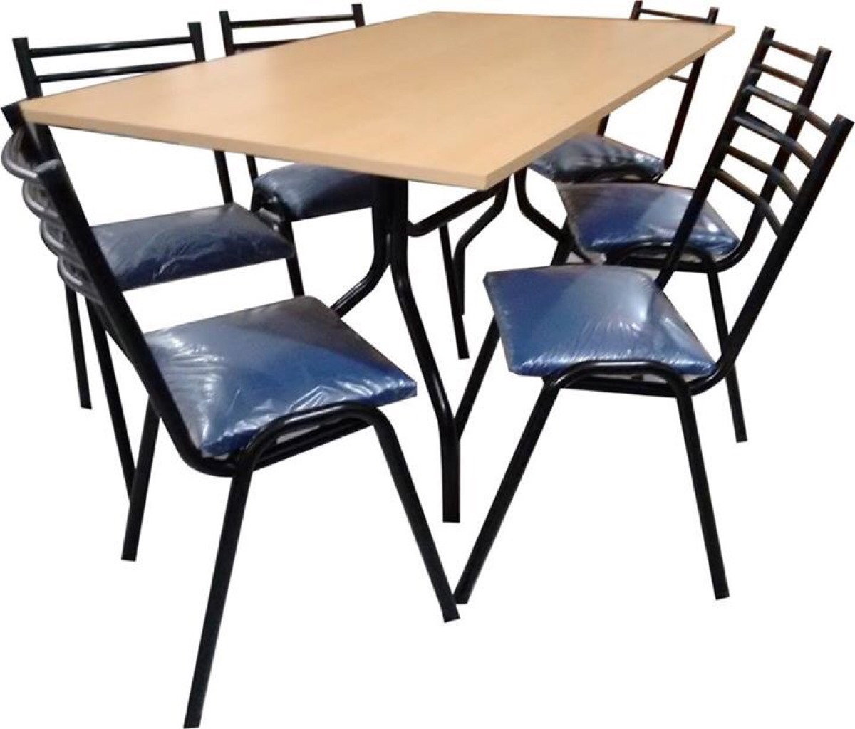 Juegos Comedor Mesa Melamina 150x80 Con 6 Sillas Caño Negro ... Juegos Comedor Mesa Melamina 150x80 Con 6 Sillas Caño Negro ...