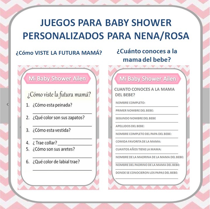 Juegos Para Baby Shower Imprimible Personalizado Nena Rosa 90 00 Juegos Para Baby Shower Imprimible Personalizado Nena Rosa 90 00