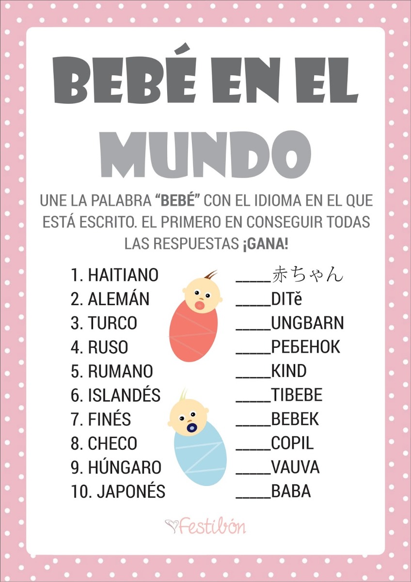 Juegos Para Baby Shower Imprimibles Niño Niña - $ 10.00 en ...