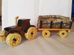 Mano Carga Hecho A Con Tractor Remolque Y De Madera Juguete bf7gy6