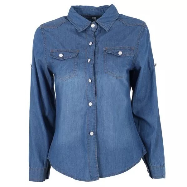 blusa jeans feminina manga longa