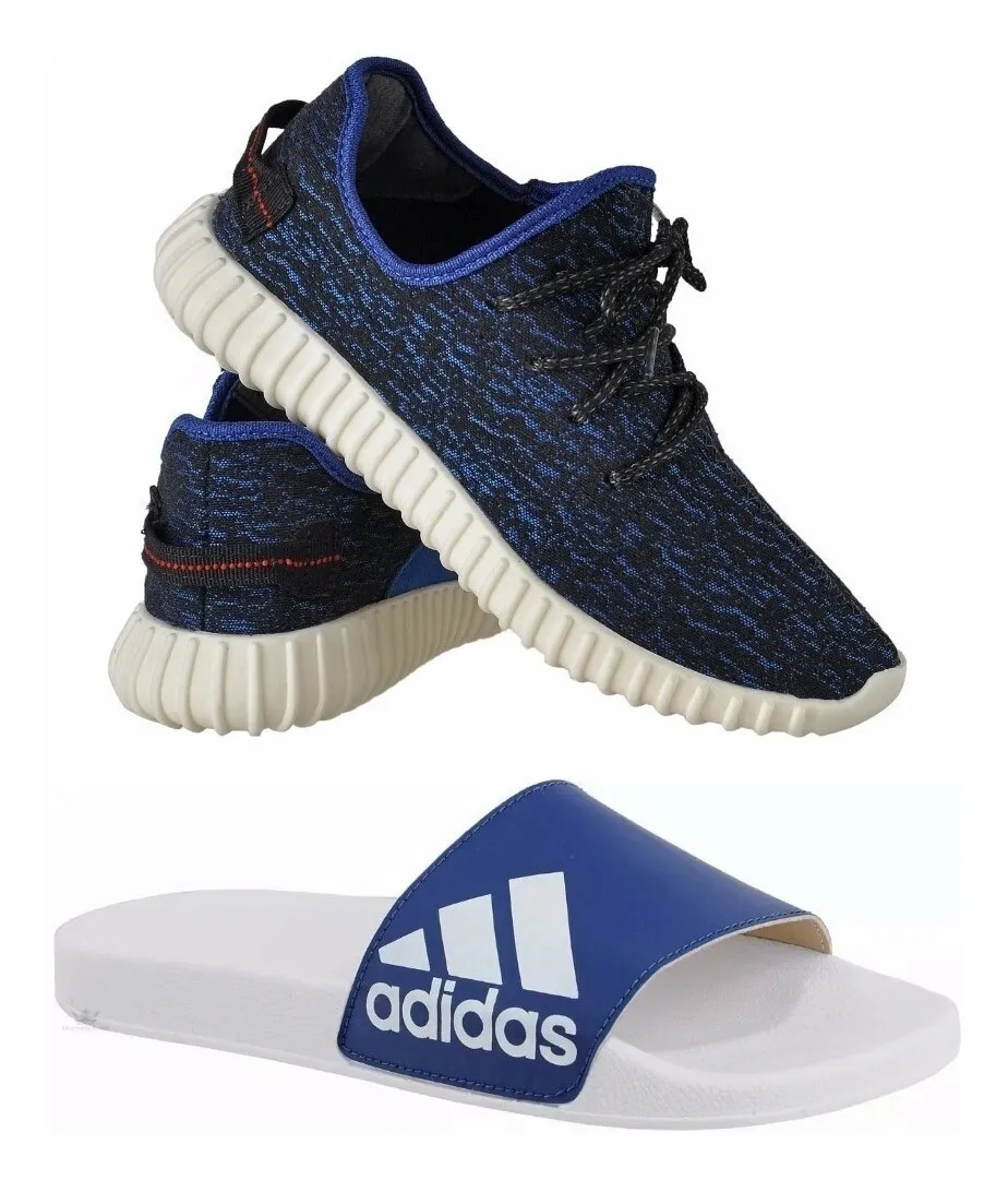 Kit 1 Tenis Masculino Yeezy Boost + 1 Chinelo - R$ 73,00 em Mercado Livre