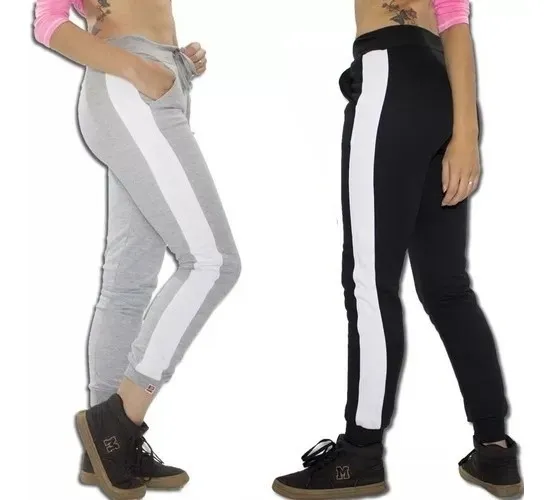 VCSTILO | Kit 2 Calça Moletom Feminina Jogger Listrada V90 Vcstilo - R$ 149,00