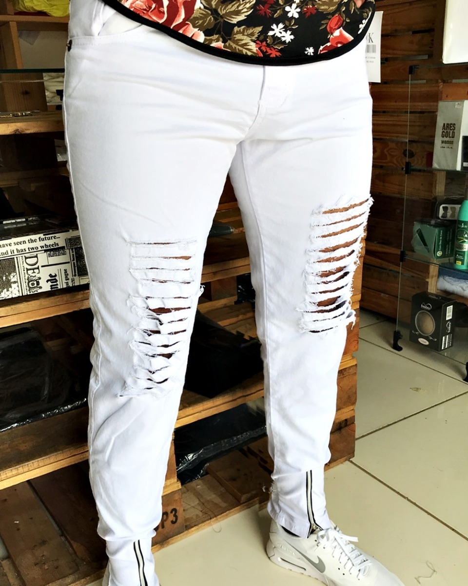 calça jeans branca customizada