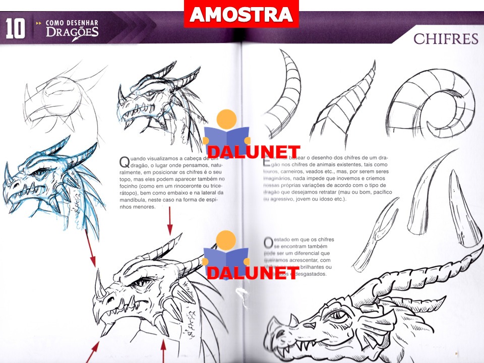 kit 2 livros como desenhar dragões e zumbis passo a passo r 29