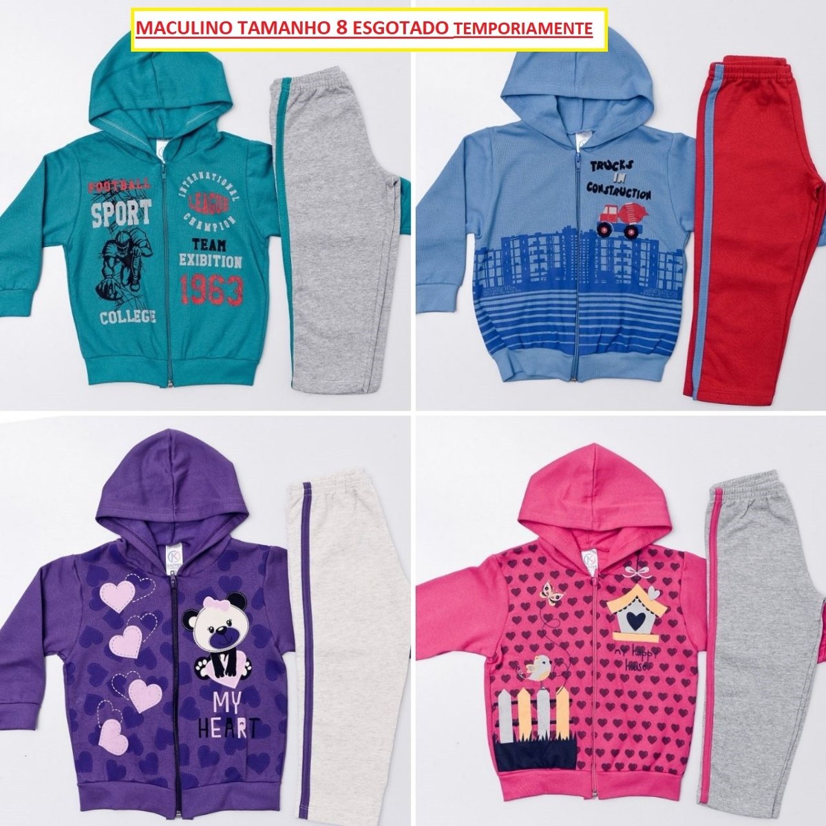 conjunto de moletom infantil tamanho 8