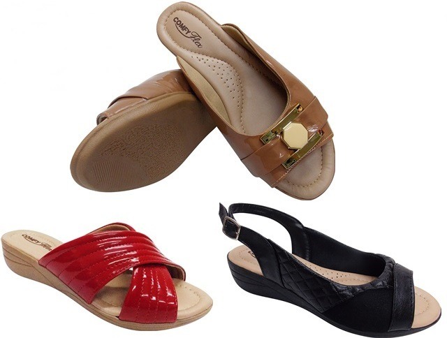 Kit 3 Pares Sandalia Tamanco Anabela Adequada P Joanetes - R$ 199,90 em Mercado Livre