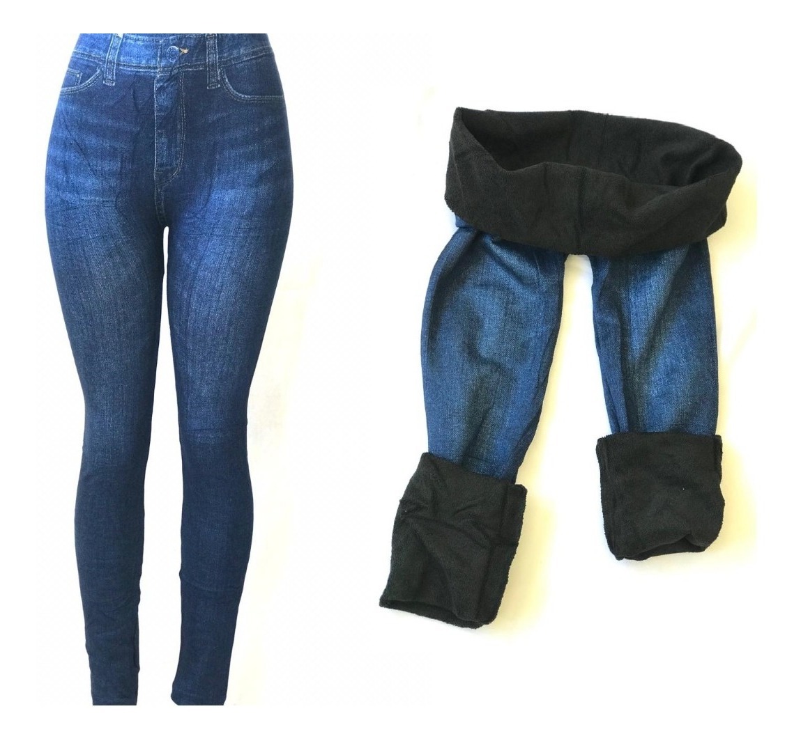 calça jeans forrada feminina