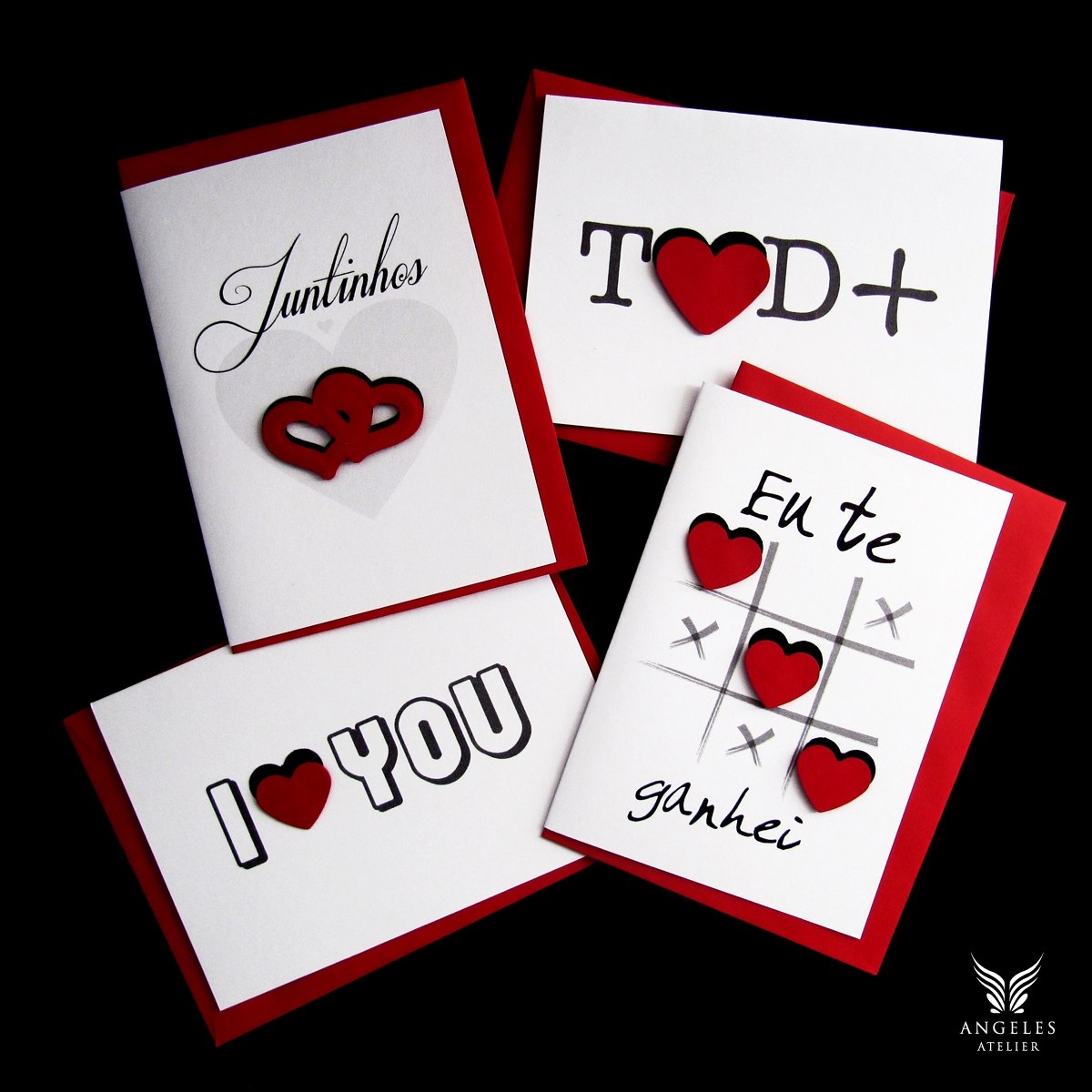 Kit 4 Cartões De Amor - Dia Dos Namorados Aniversário 