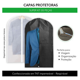 Kit 5 Capa Protetora P Terno Roupa Vestido Antimofo C/ Zíper