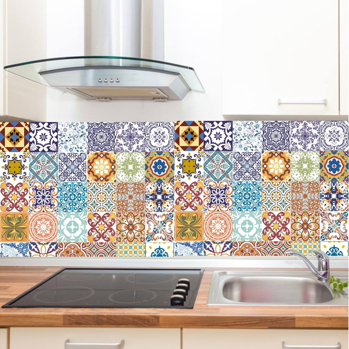 Adesivo De Azulejo Para Cozinha Kit 6 Adesivo De Azulejo Portugues Cozinha Papel De Parede - R$ 159,99