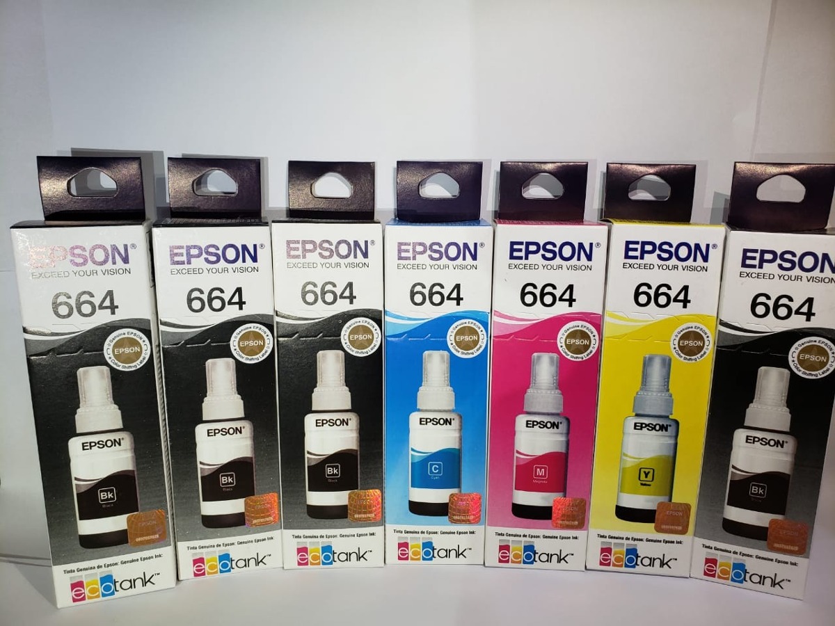 Kit 7 Tintas Epson T664 Orig L396 L220 L375 L380 L395 L455 - R$ 119,00