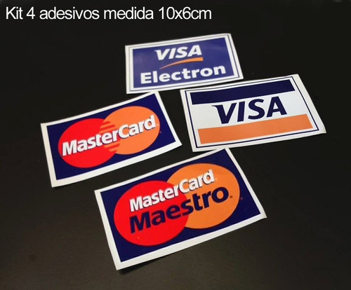 Kit 8 Adesivos Cartão De Credito Visa Mastercard Elo 