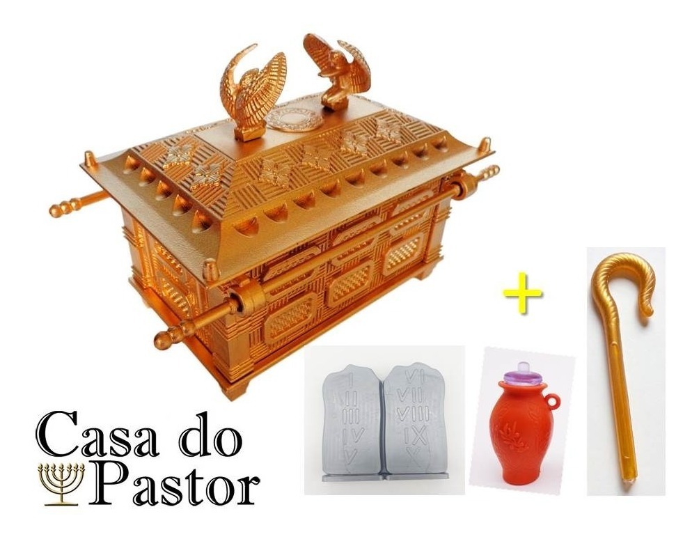 Kit Arca Da Aliança Com Cajado Botija Pedra Dez Mandamentos R 7100