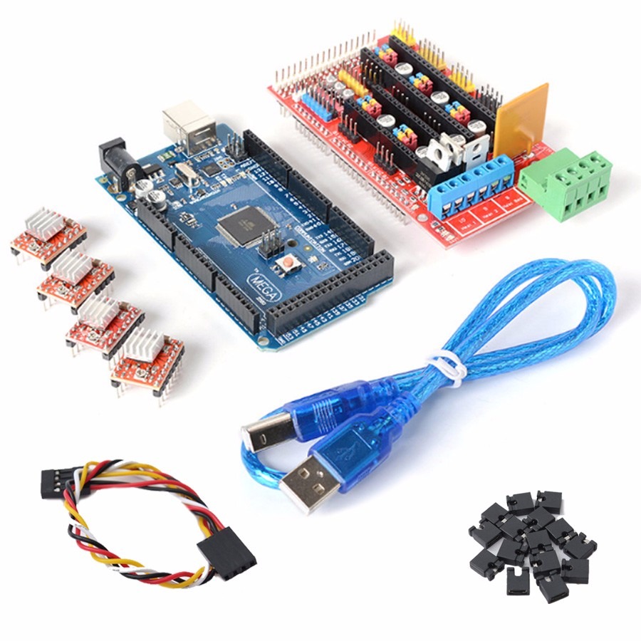 Kit Arduino Mega 2560 + Shield Ramps 1.4 + 4 Driver A4988 - R$ 126,90