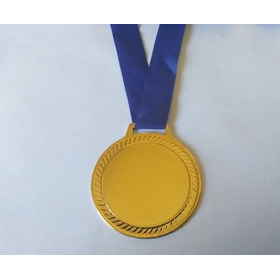 Kit C/10 Medalhas Lisa Para Escrever Em Metal C/ 5cm Dourado
