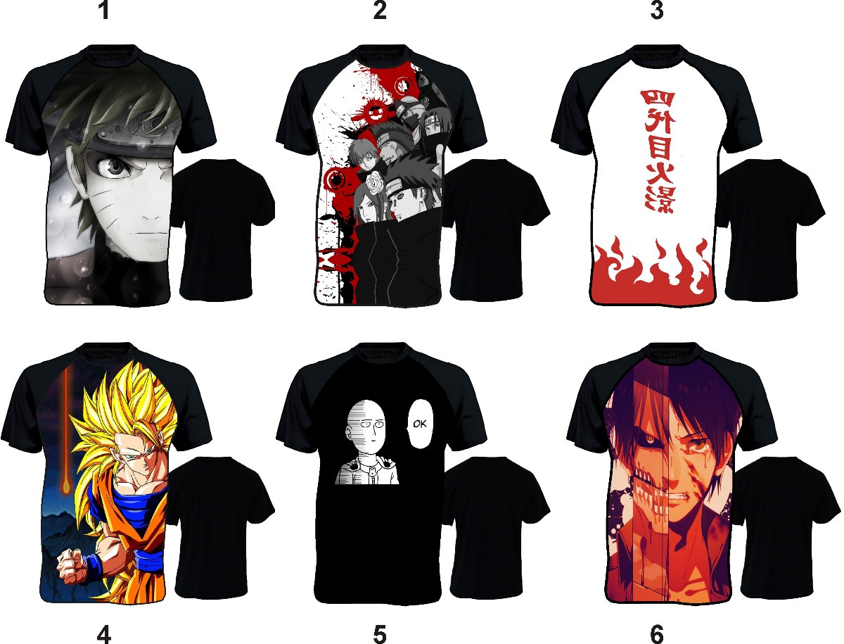 kit camiseta anime otaku